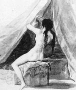 Francisco de goya y Lucientes Nude Woman Holding a Mirror Spain oil painting artist